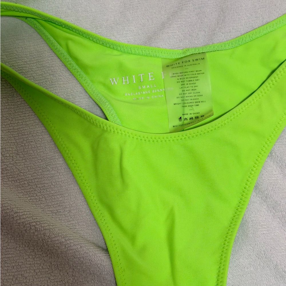 White Fox Neon Green Bikini Bottom